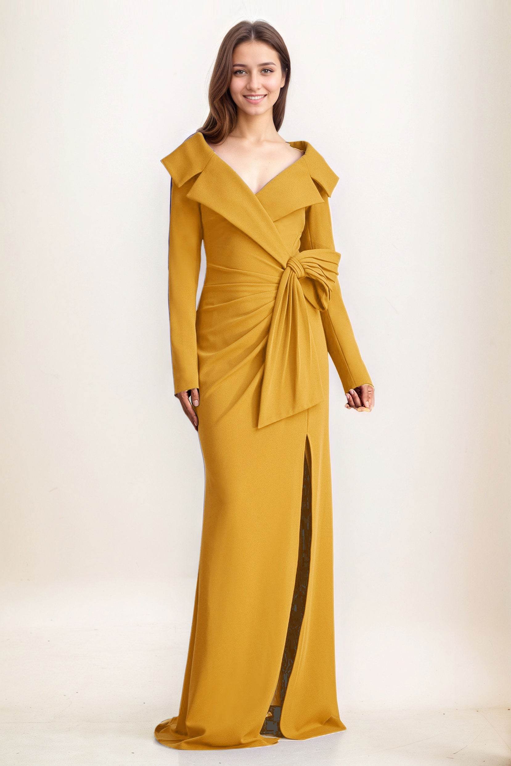 Sheath-Column Maxi Elastic Cloth Wedding Guest Dress CG0283 - COCOMELODY